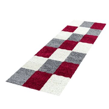 Life Shaggy Bloc tapis poils longs coureur 80x250cm rouge