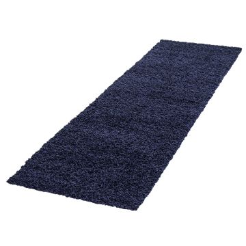 Life Shaggy tapis poils longs coureur 80x250cm bleu marine