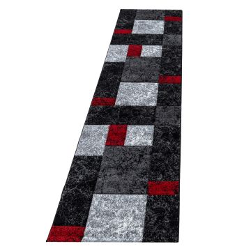 Hawaii Blocs tapis poils ras coureur 80x300cm rouge