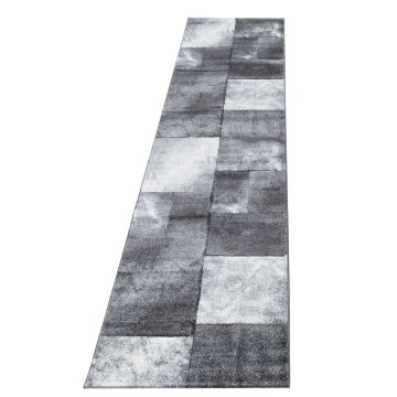 Hawaii Tétris tapis poils ras coureur 80x300cm gris