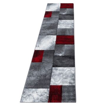 Hawaii Tétris tapis poils ras coureur 80x300cm rouge