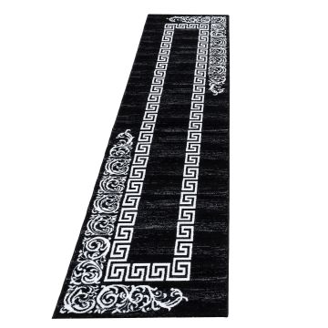 Miami Henna tapis poils ras coureur 80x300cm noir