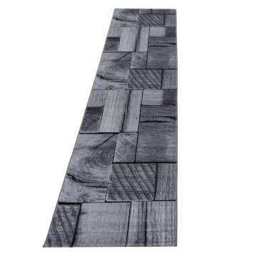 Parma Lami tapis poils ras coureur 80x300cm noir