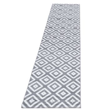 Plus Rhombus tapis poils ras coureur 80x300cm gris