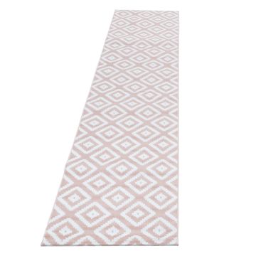 Plus Rhombus tapis poils ras coureur 80x300cm roses