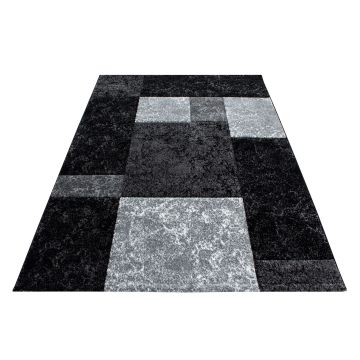 Hawaii Blocs tapis poils ras rectangle 80x150cm noir