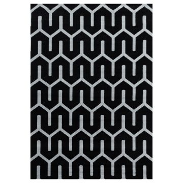 Costa Blas tapis poils ras rectangle 140x200cm noir