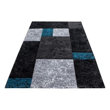 Hawaii Blocs tapis poils ras rectangle 80x150cm turquoise