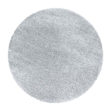 Brilliant Shaggy tapis poils longs rond Ø 80cm argent