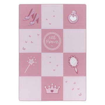 Play Little Princess antidérapant tapis de jeu chambre d'enfant poils court bouclé rectangle 100x150cm roses