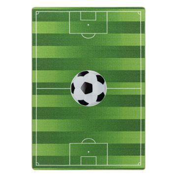 Play Terrain de football antidérapant tapis de jeu chambre d'enfant poils court bouclé rectangle 100x150cm vert