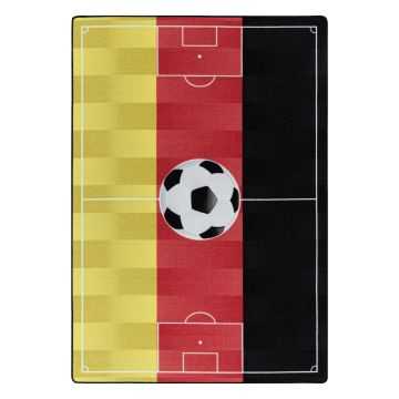 Play Terrain de football Allemagne antidérapant tapis de jeu chambre d'enfant poils court bouclé rectangle 100x150cm rouge