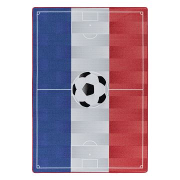 Play Terrain de football France antidérapant tapis de jeu chambre d'enfant poils court bouclé rectangle 100x150cm blanc