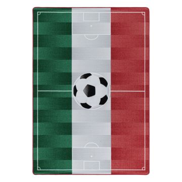 Play Terrain de football Italie antidérapant tapis de jeu chambre d'enfant poils court bouclé rectangle 100x150cm blanc