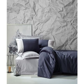 Plain Line housse de couette 200x220cm coton renforcé marine/gris