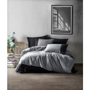 Plain Line housse de couette 200x220cm coton renforcé gris/noir