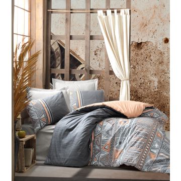 Ethnic housse de couette 200x220cm coton renforcé adiel gris