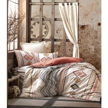 Ethnic housse de couette 200x220cm coton renforcé felix orange