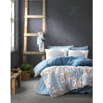 Bohem housse de couette 200x220cm coton renforcé grande bleu