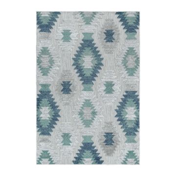 Bahama Parz tapis extérieur/intérieur poils longs/ras rectangle 80x150cm bleu