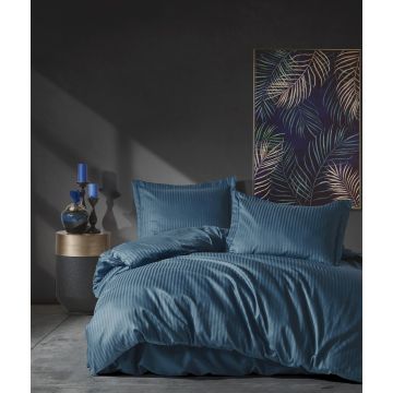 Elegant Stripe housse de couette 200x220cm satin bleu