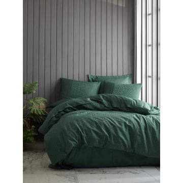 Jacquard housse de couette 200x220cm satin hexa vert