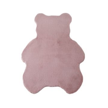 Caty Ours tapis enfant uni duveteux poils longs 80x100cm rose