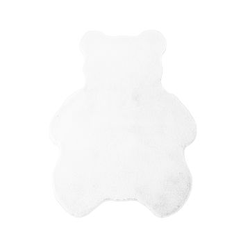 Caty Ours tapis enfant uni duveteux poils longs 80x100cm blanc verte