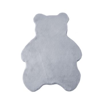 Caty Ours tapis enfant uni duveteux poils longs 80x100cm argent