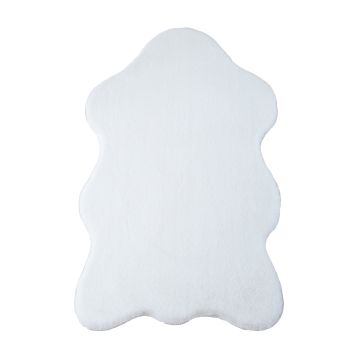 Caty Peau de mouton tapis enfant uni duveteux poils longs 60x90cm blanc verte