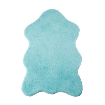 Caty Peau de mouton tapis enfant uni duveteux poils longs 60x90cm menthe verte