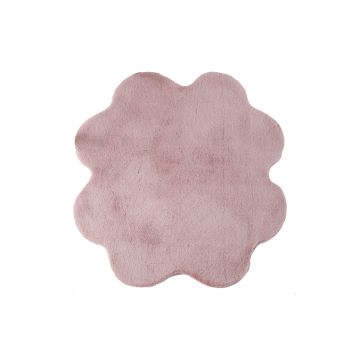 Caty Trèfle tapis enfant uni duveteux poils longs 90x90cm rose