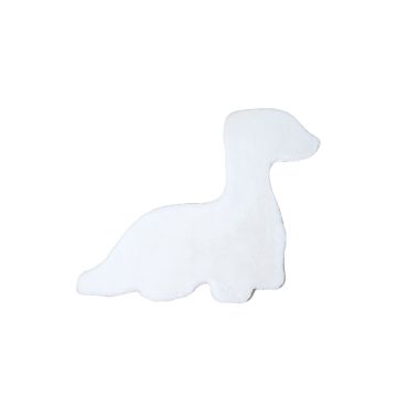 Caty Dinosaure tapis enfant uni duveteux poils longs 80x100cm blanc verte