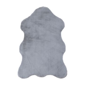 Caty Peau de mouton tapis enfant uni duveteux poils longs 60x90cm argent