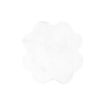 Caty Trèfle tapis enfant uni duveteux poils longs 90x90cm blanc verte