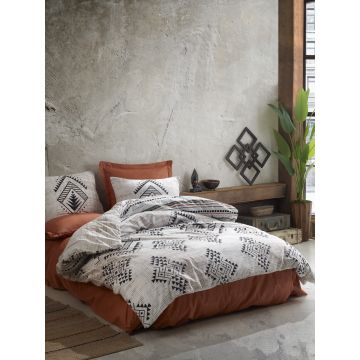 Ethnic housse de couette 200x220cm coton renforcé lenuta cannelle