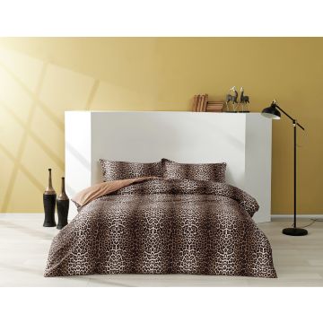 Leopard saten housse de couette 200x220cm brun