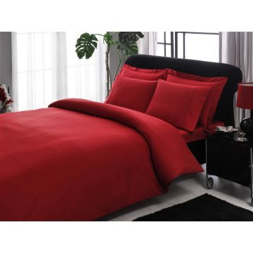 Stripe saten housse de couette 200x220cm rouge