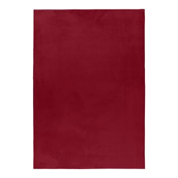 Pouffy tapis duveteux poils longs coureur 80x150cm rouge