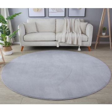 Sky tapis poils ras rond Ø 200cm argent