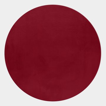 Pouffy tapis duveteux poils longs rond Ø 200cm rouge