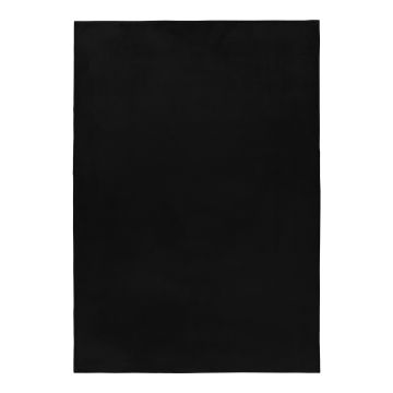 Pouffy tapis duveteux poils longs coureur 80x150cm noir