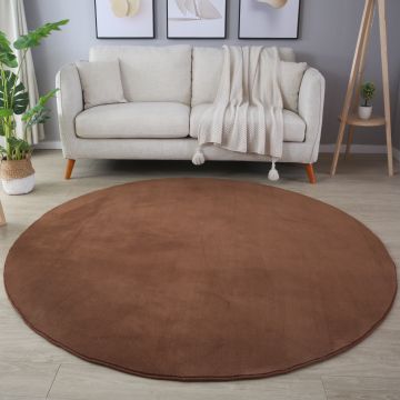 Sky tapis poils ras rond Ø 200cm brun