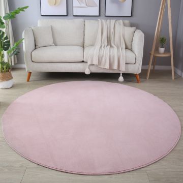 Sky tapis poils ras rond Ø 120cm rose