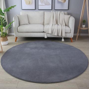 Sky tapis poils ras rond Ø 160cm gris