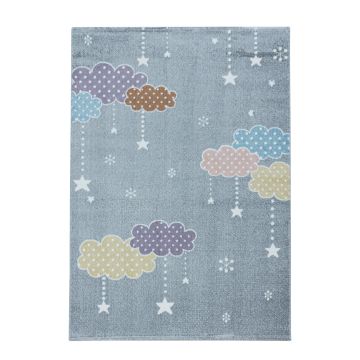 Lucky Nuages tapis chambre d'enfant poils ras rectangle 160x230cm gris