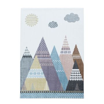 Lucky Montagnes tapis chambre d'enfant poils ras rectangle 140x200cm multicolore