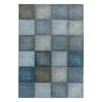 Ottawa Buz tapis poils ras rectangle 120x170cm bleu