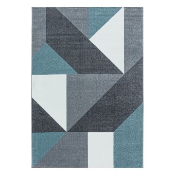 Ottawa Origami tapis poils ras rectangle 140x200cm bleu