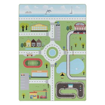 Play Circulation antidérapant tapis de jeu chambre d'enfant poils court bouclé rectangle 200x290cm vert